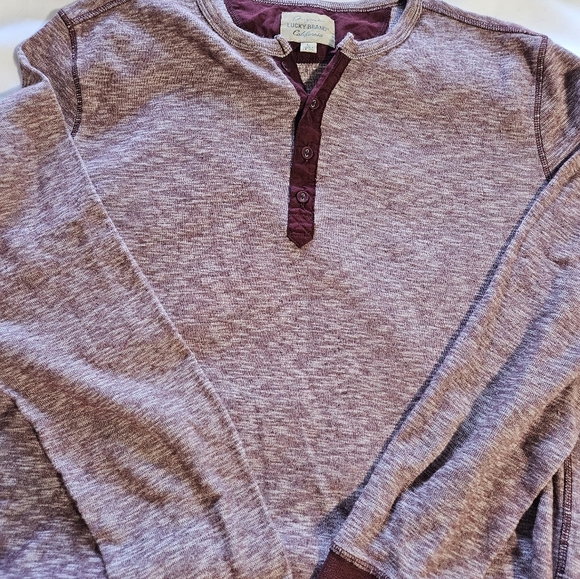 Lucky Brand California Red & White Cotton Henley Sweater Large L NWOT - Picture 6 of 6